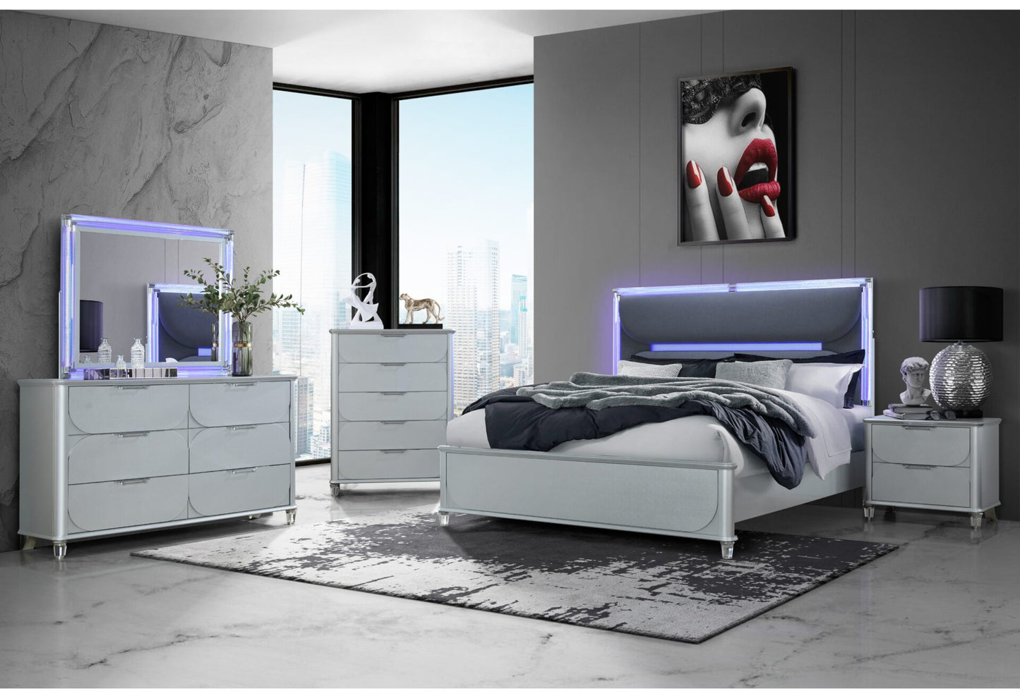 LANDO SILVER QUEEN BED GROUP