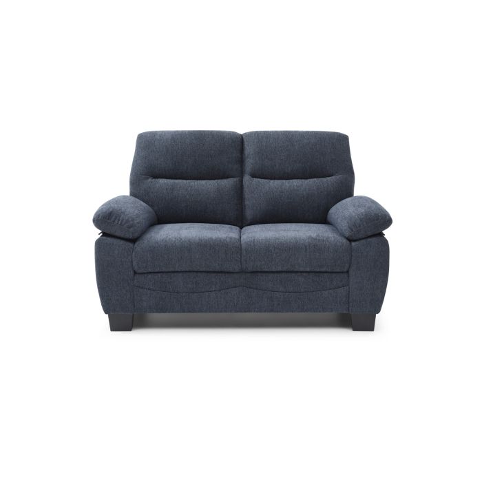 blue upholstered loveseat (two-seater sofa)