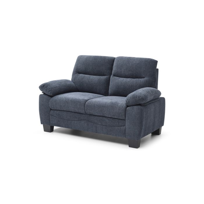 blue upholstered loveseat (two-seater sofa)