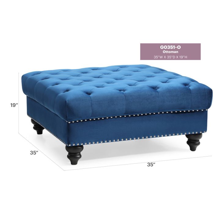 Nola Ottoman, Navy Blue
