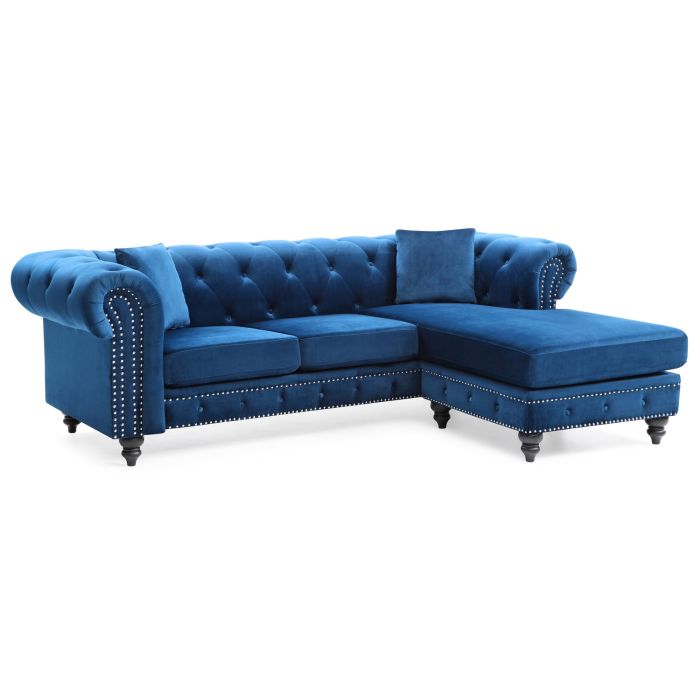 Nola Sofa Chaise, Navy Blue