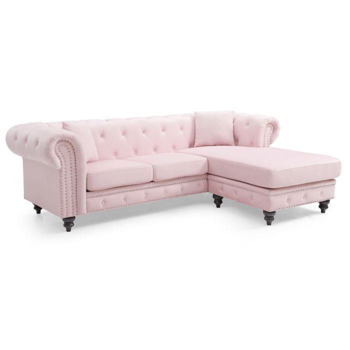 Nola Sofa Chaise, Pink