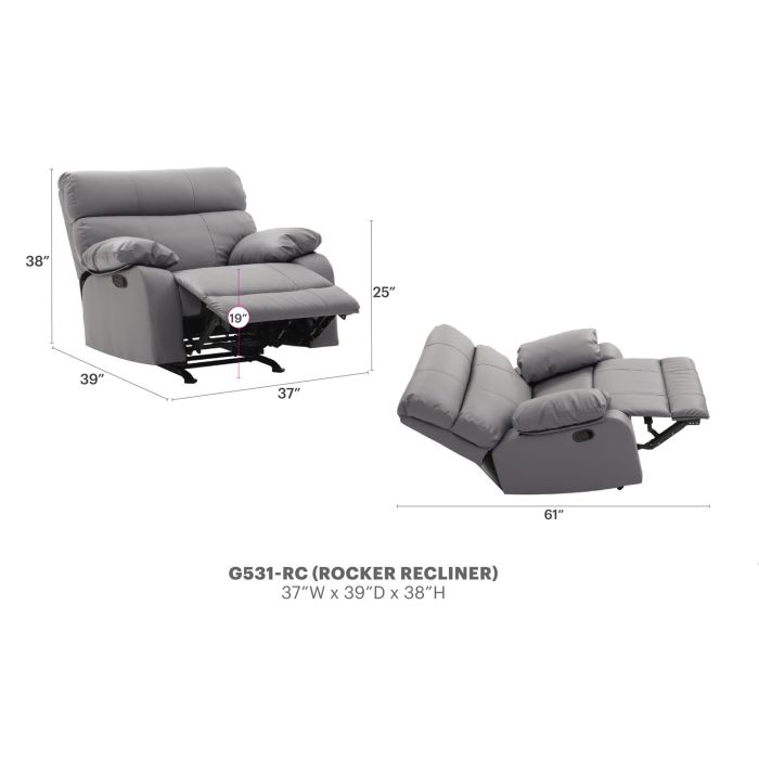 Manny Rocker Recliner, Gray