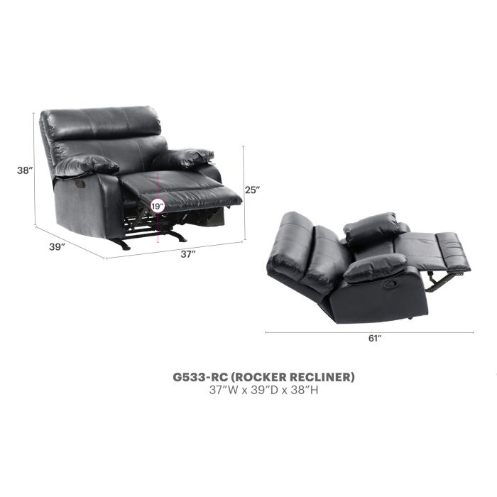 Manny Rocker Recliner, Black