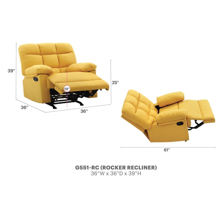 Cindy Rocker Recliner, Yellow
