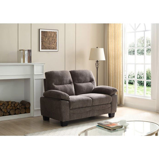 brown upholstered loveseat (two-seater sofa)