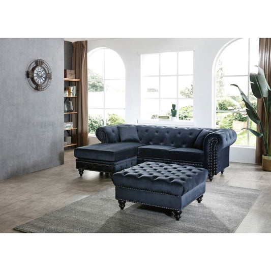 Nola Sofa Chaise, Black