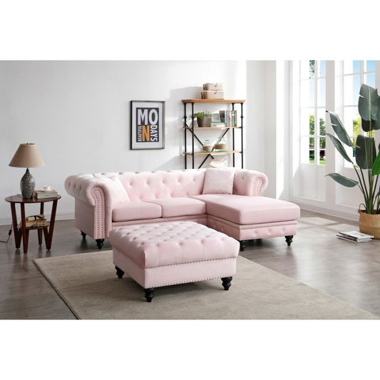 Nola Sofa Chaise, Pink