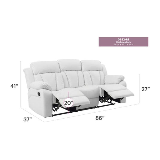 Daria Reclining Sofa, White