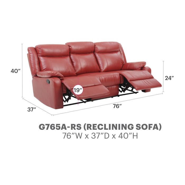 Ward Reclining Sofa, Red